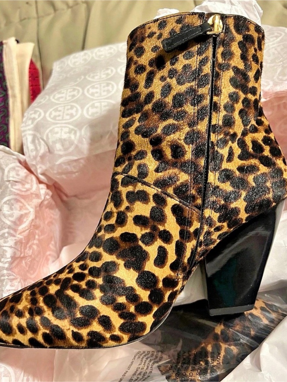 Tory Burch Lila 90mm Zip Up Ankle Bootie Brown & Black US 8